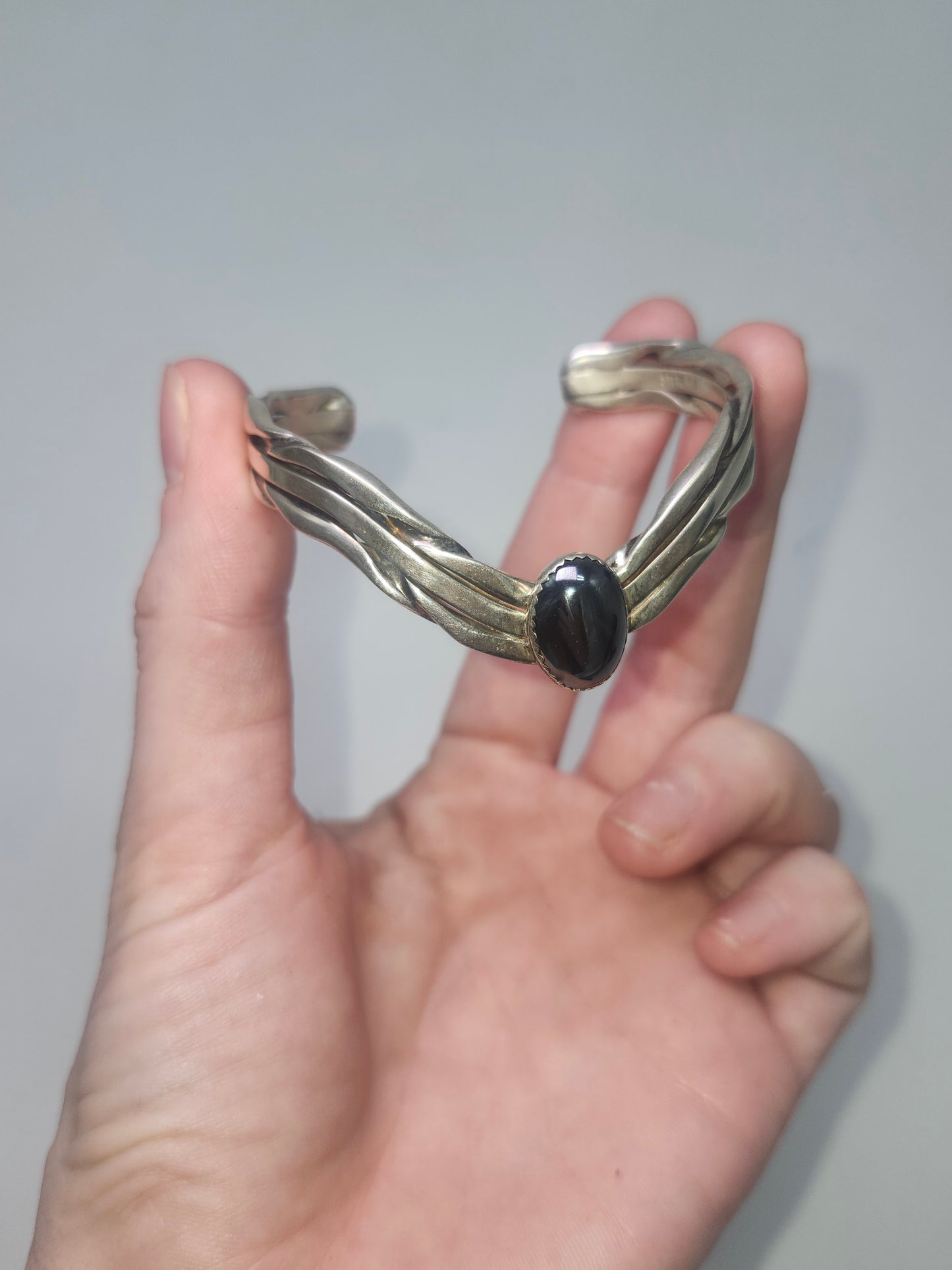 *925* Sterling & Hematite Bangle / Arm Cuff