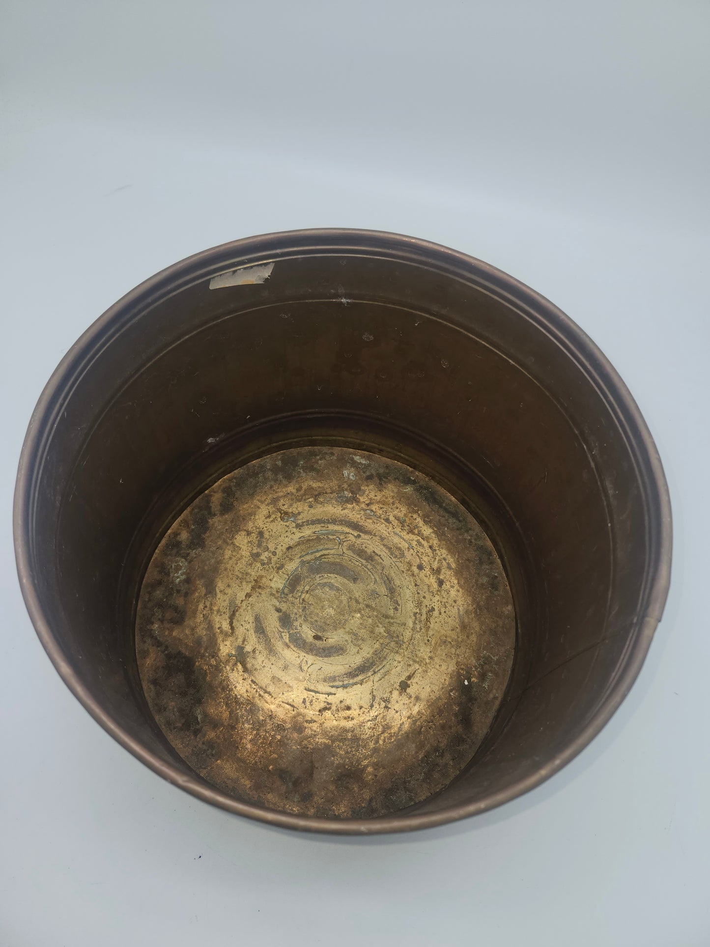 Vintage Brass Ridged Cylinder Planter Sleeve