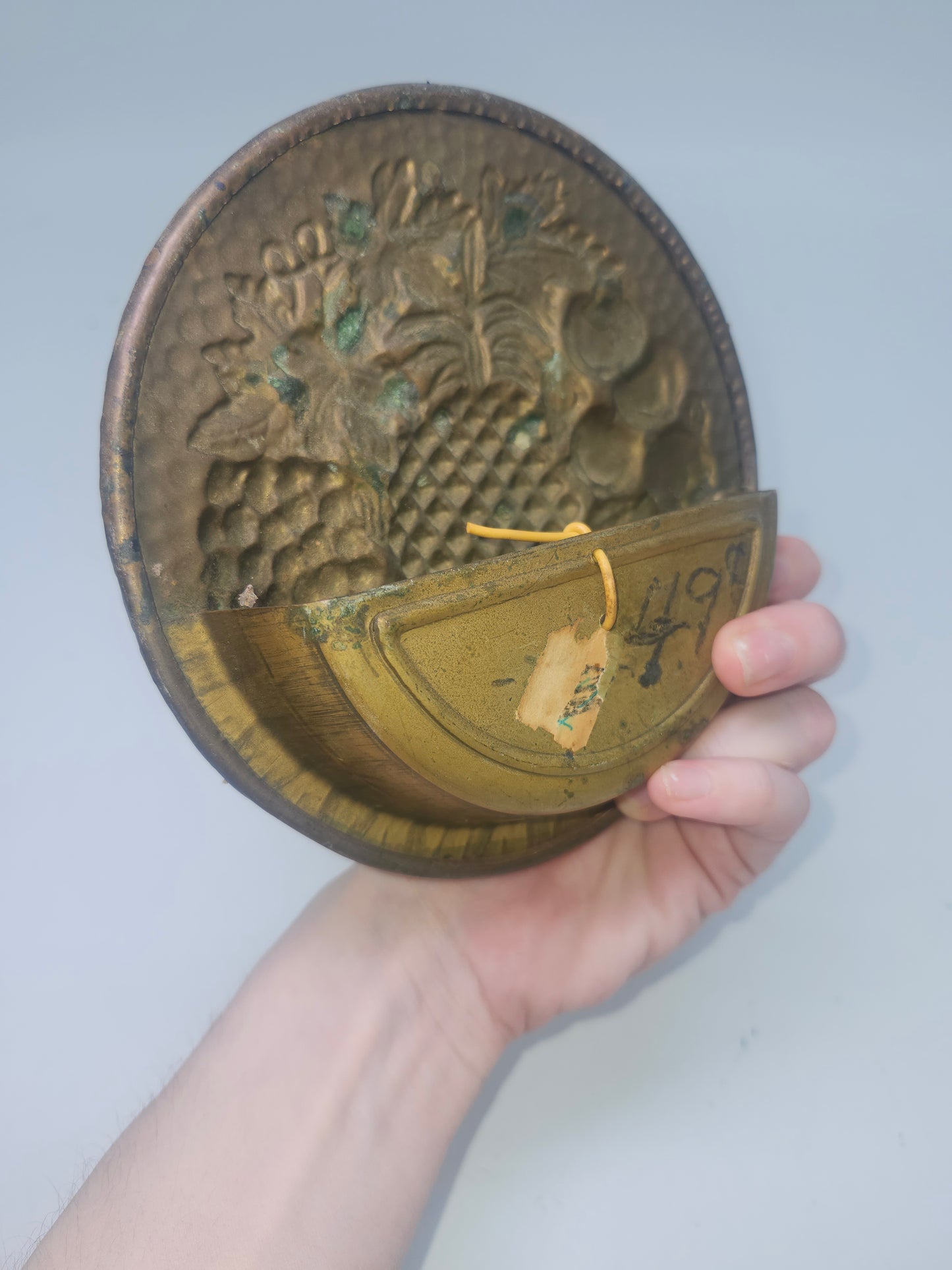*Vintage Brass Embossed Metal Fruit Wall Plaque