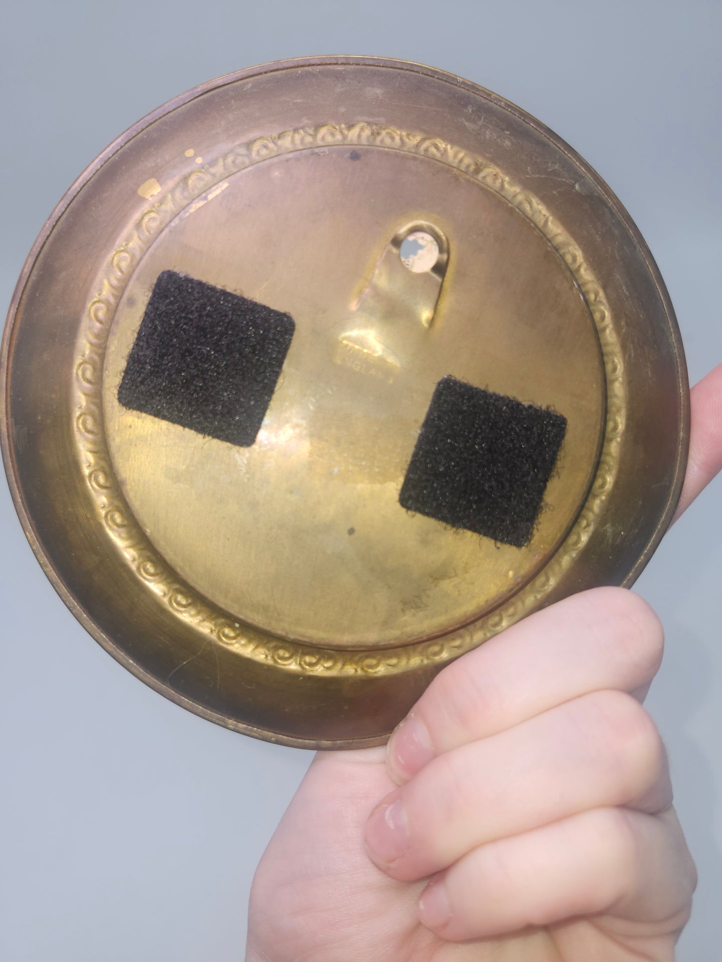 Vintage Set of Brass Plates with Foil Images