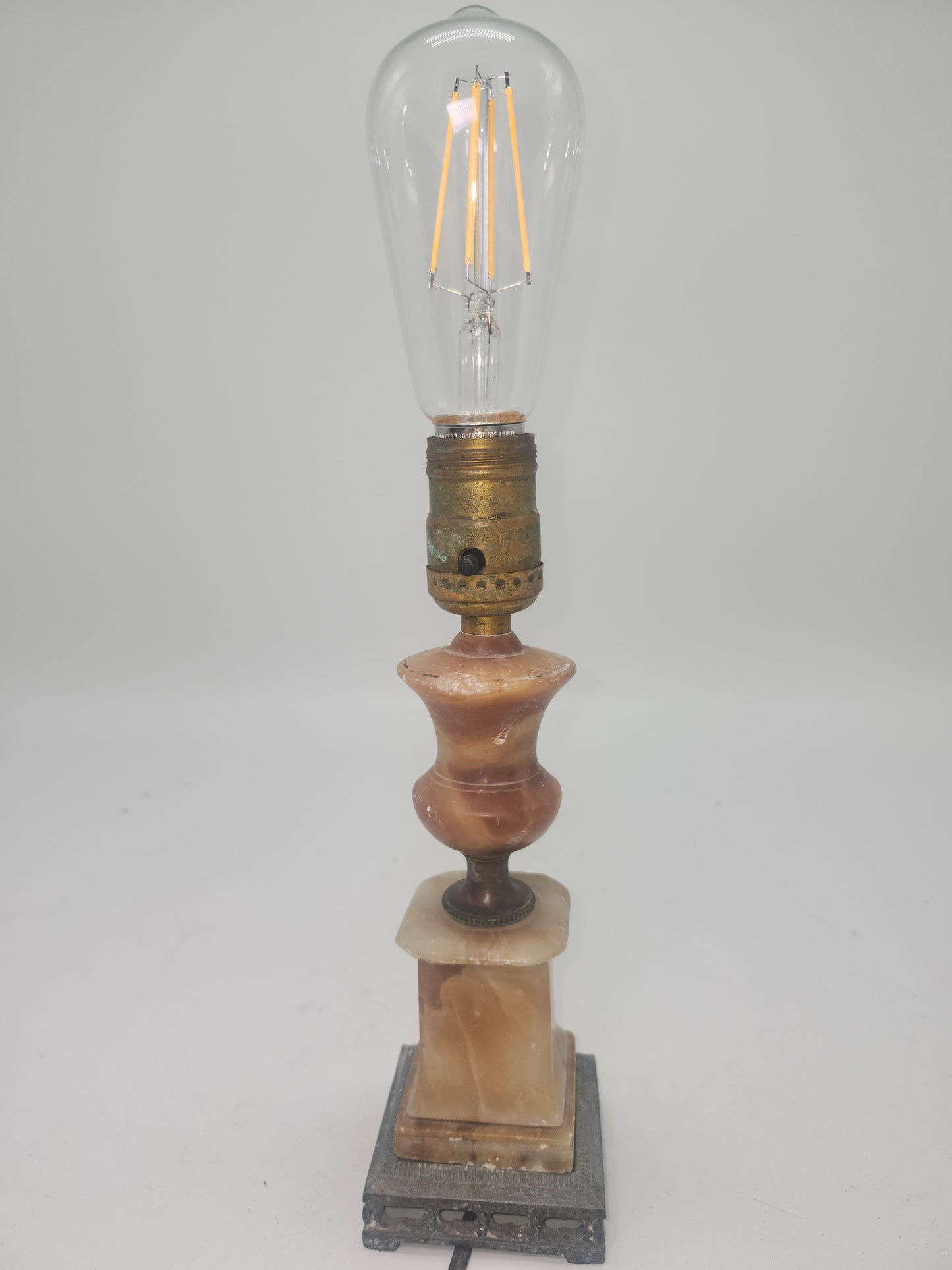 *Vintage* Alabaster & Brass Table Lamp Base– Neoclassical Style