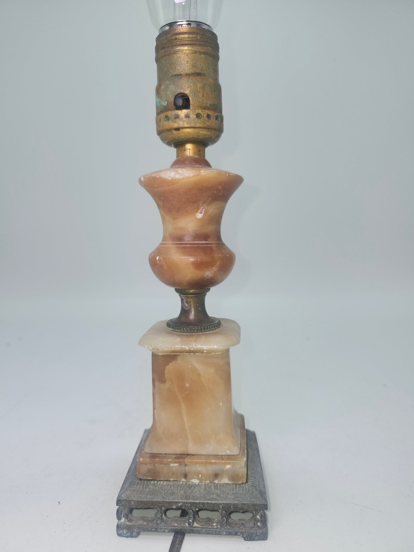 *Vintage* Alabaster & Brass Table Lamp Base– Neoclassical Style