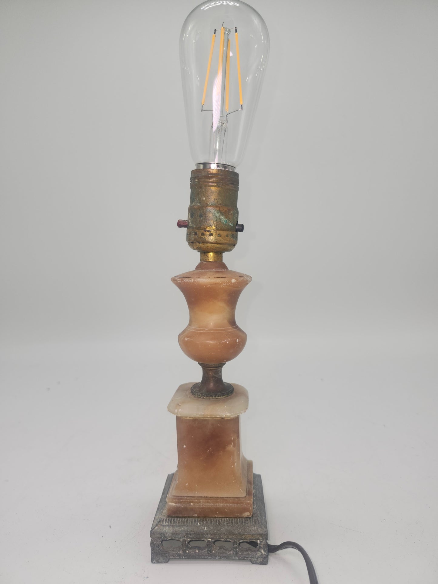 *Vintage* Alabaster & Brass Table Lamp Base– Neoclassical Style