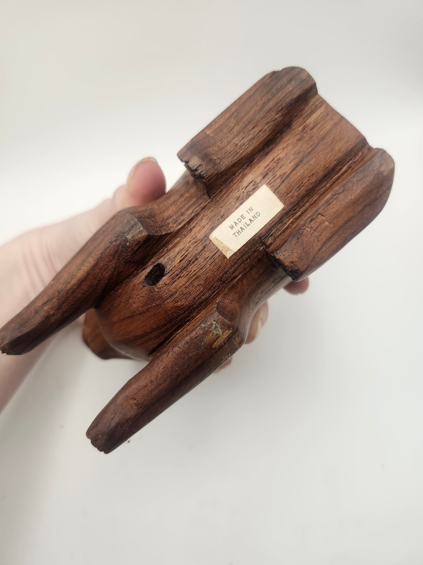 *Vintage* Carved Solid Wood Cat Trinket Box