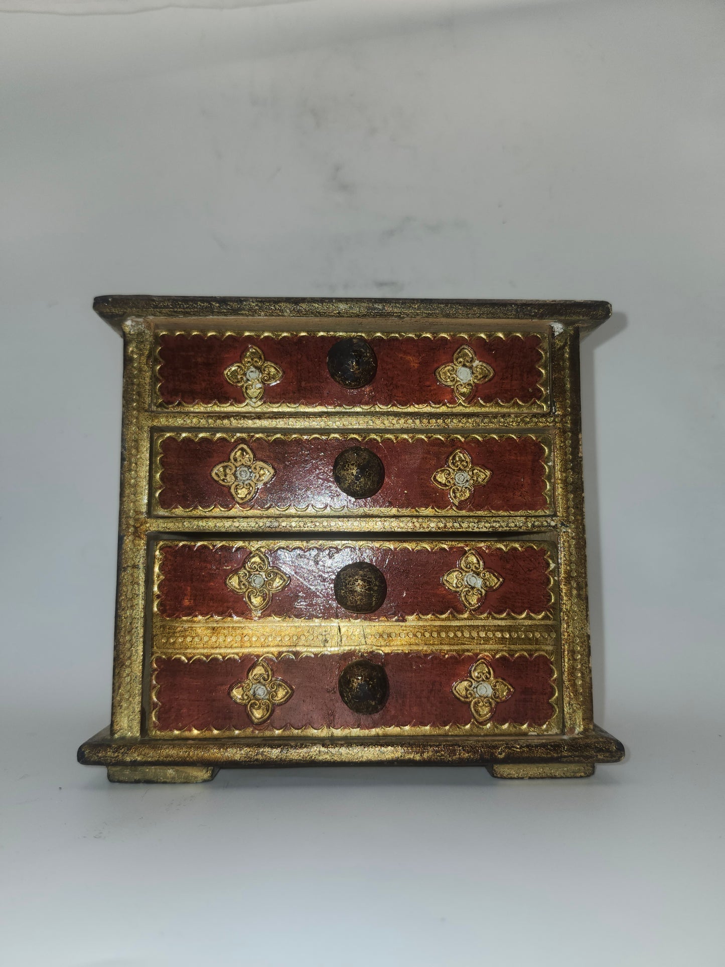 *Vintage* Italian Hand Painted Wooden Jewelry / Trinket Box