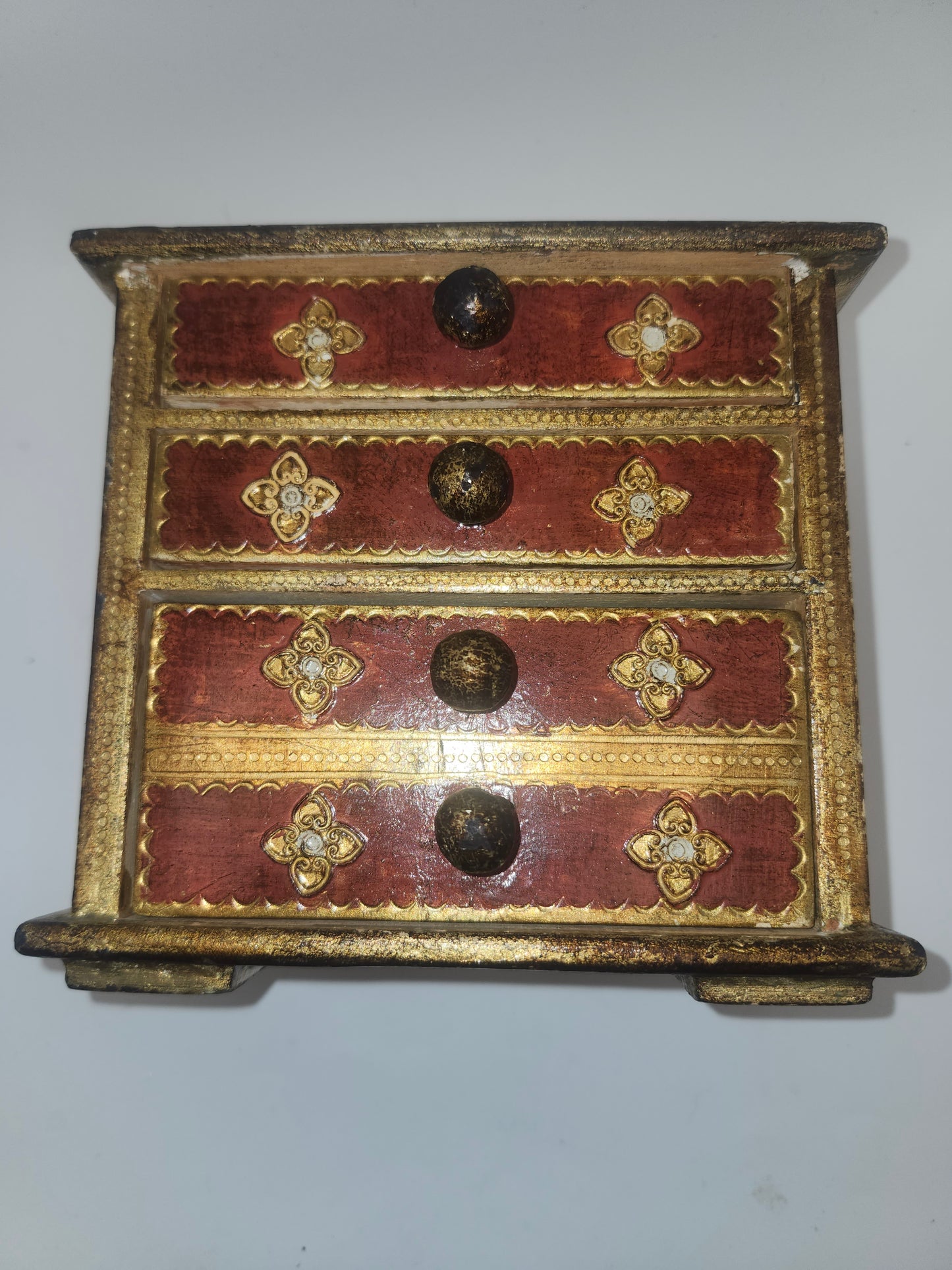 *Vintage* Italian Hand Painted Wooden Jewelry / Trinket Box