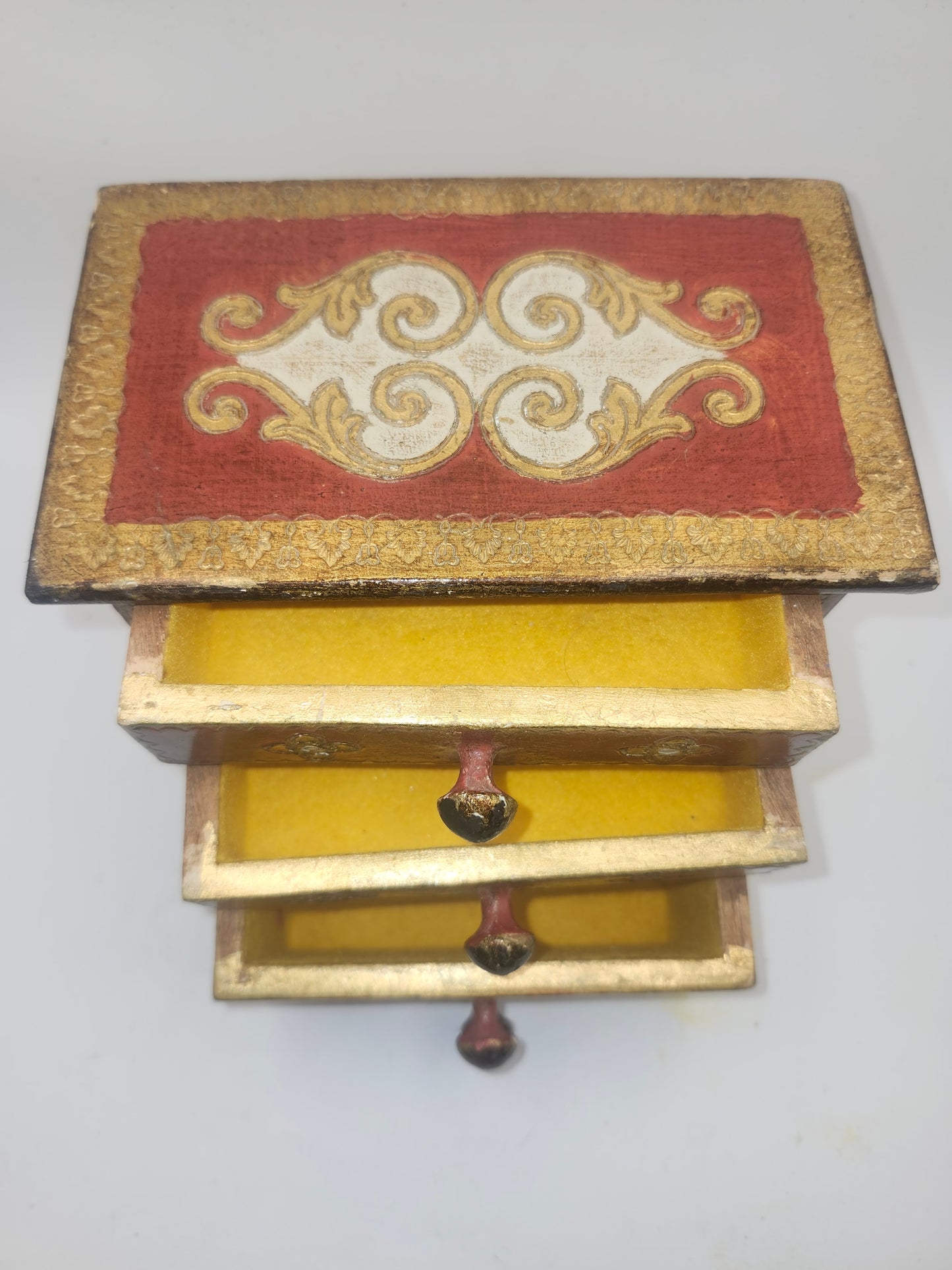 *Vintage* Italian Hand Painted Wooden Jewelry / Trinket Box