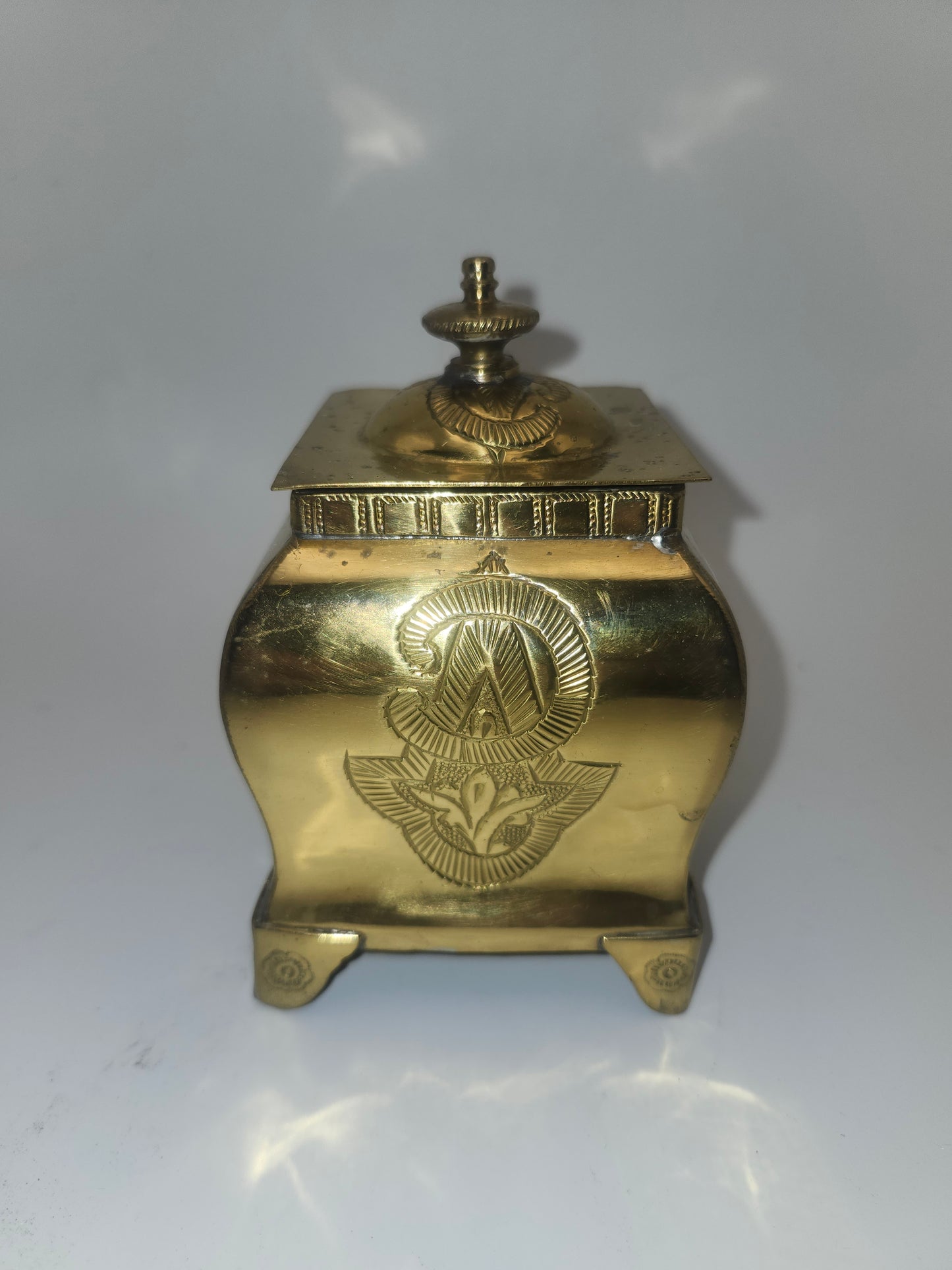 *Vintage* Brass Eastern Motif Trinket Box with Hinged Lid