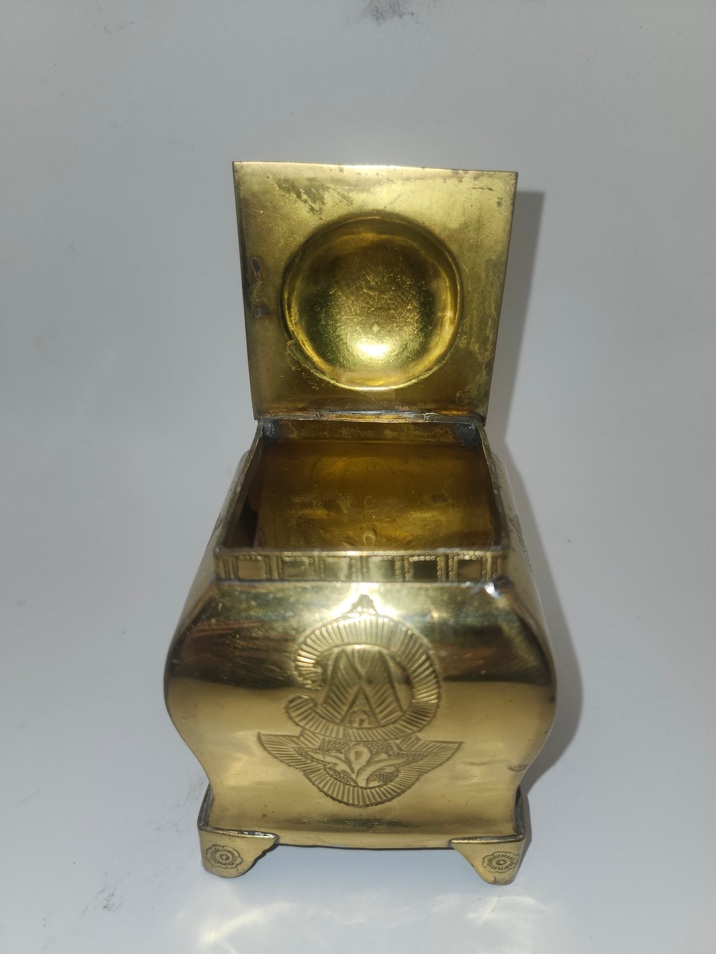 *Vintage* Brass Eastern Motif Trinket Box with Hinged Lid