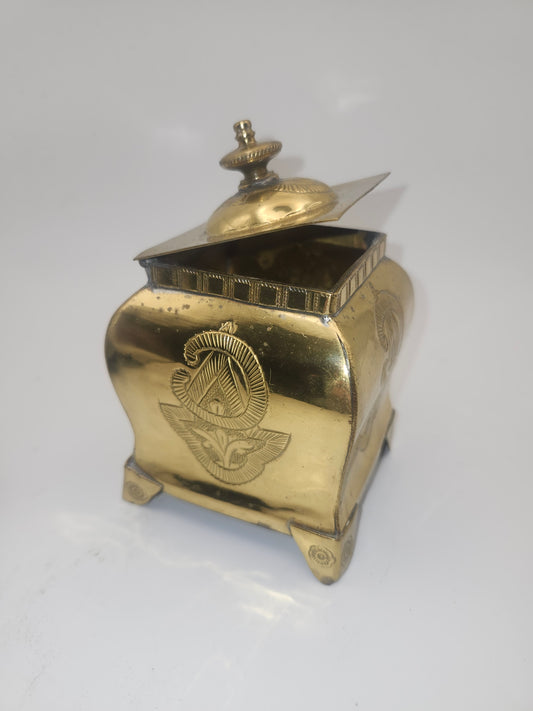 *Vintage* Brass Eastern Motif Trinket Box with Hinged Lid