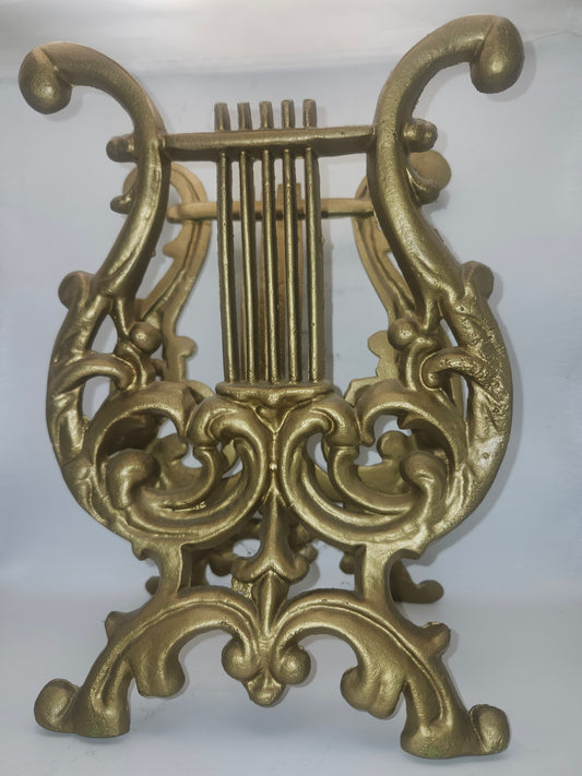 *Vintage* Gilt Metal Lyre Harp Book / Music Stand