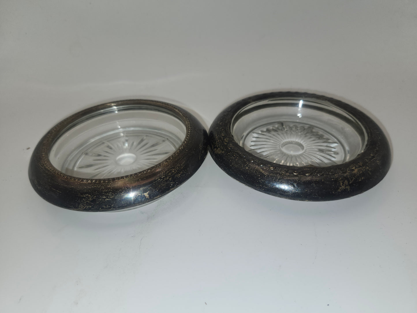 *925* Sterling Rimmed Coasters by Frank M. Whiting (Set of 2)