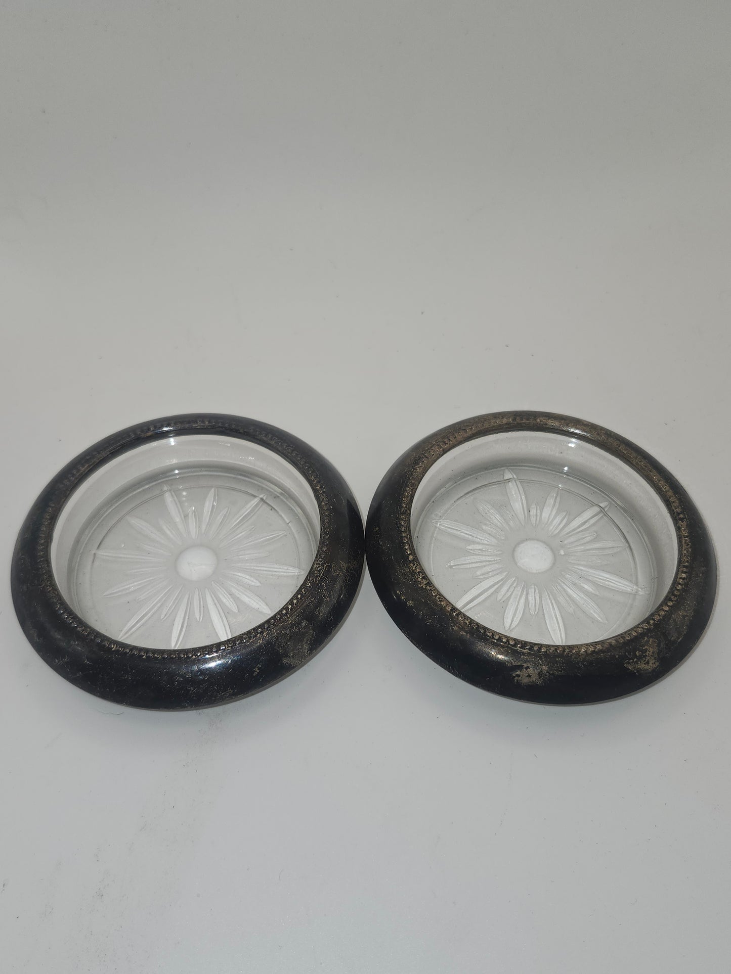 *925* Sterling Rimmed Coasters by Frank M. Whiting (Set of 2)