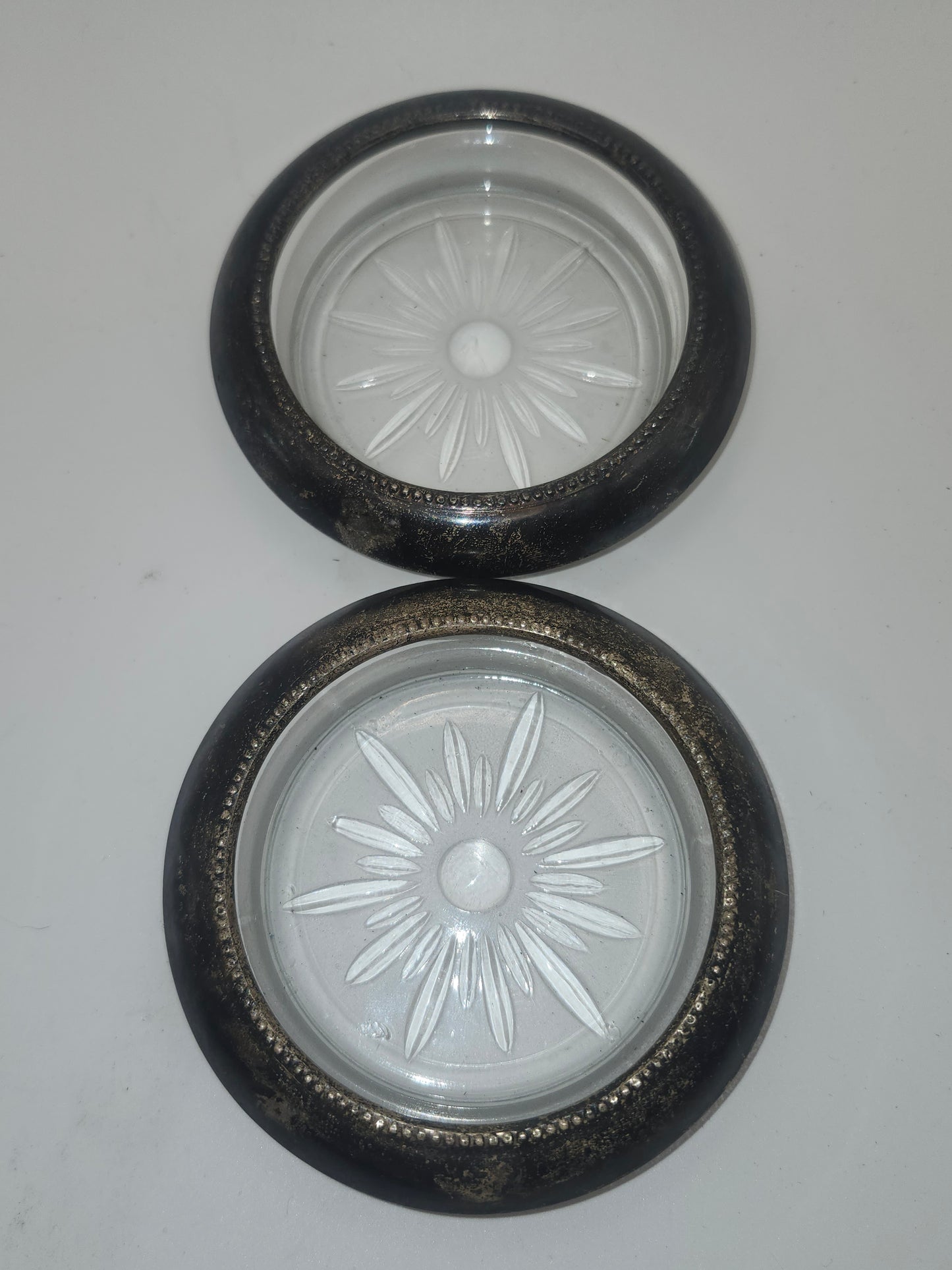 *925* Sterling Rimmed Coasters by Frank M. Whiting (Set of 2)