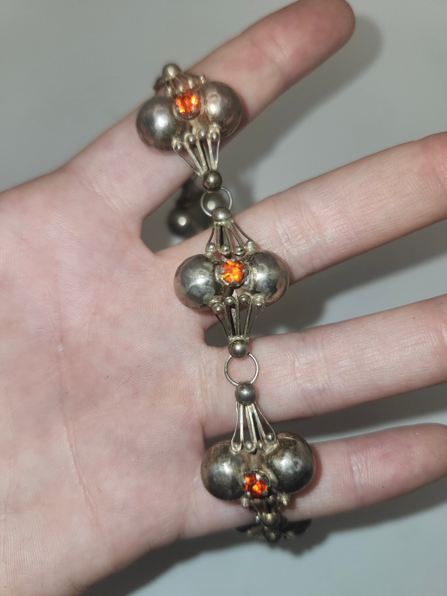 *925* Sterling & Gemstone Taxco, Mexican Handmade Bracelet