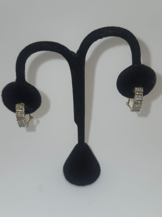 *10K* Yellow Gold & Channel Set Diamond Earrings