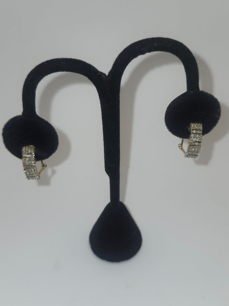 -10K- Yellow Gold & Channel Set Diamond Earrings
