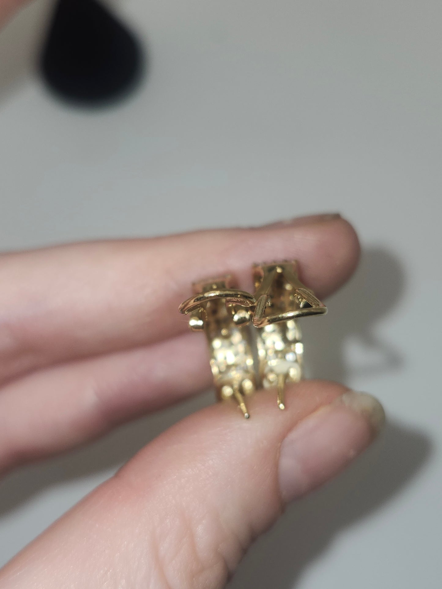 *10K* Yellow Gold & Channel Set Diamond Earrings