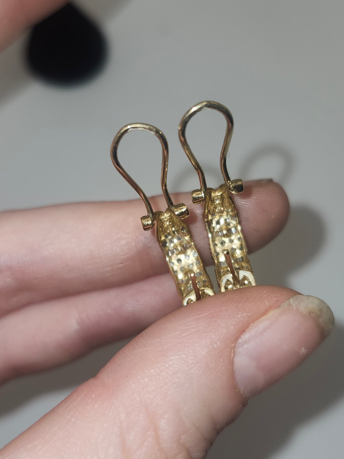 *10K* Yellow Gold & Channel Set Diamond Earrings