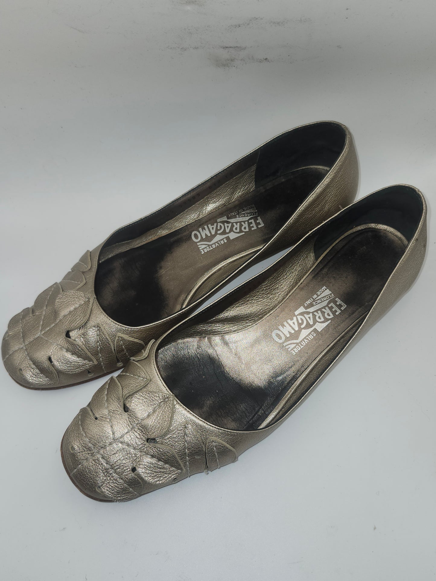 *Salvatore Ferragamo* Metallic Ballet Flats Size 10 Women's