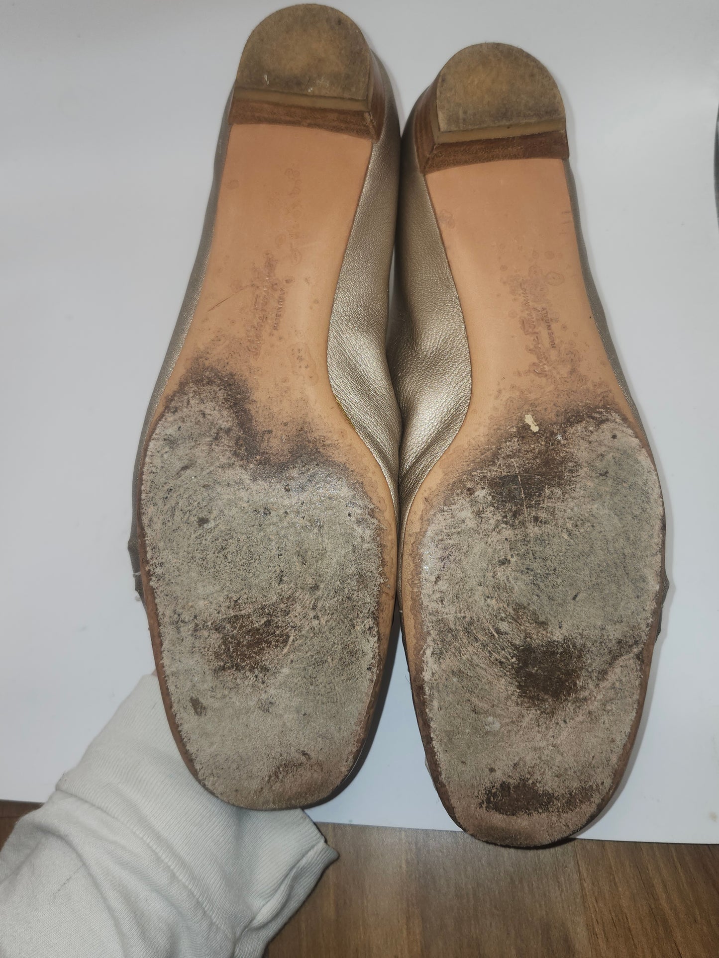 *Salvatore Ferragamo* Metallic Ballet Flats Size 10 Women's
