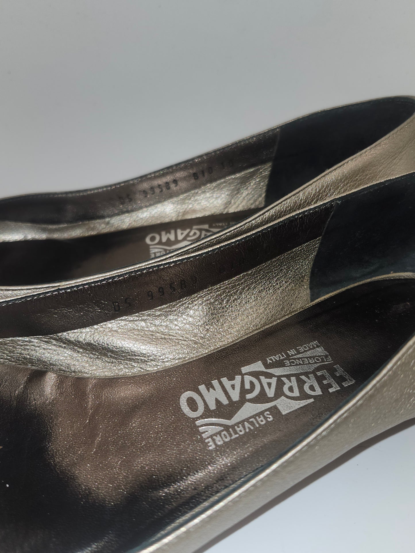 *Salvatore Ferragamo* Metallic Ballet Flats Size 10 Women's
