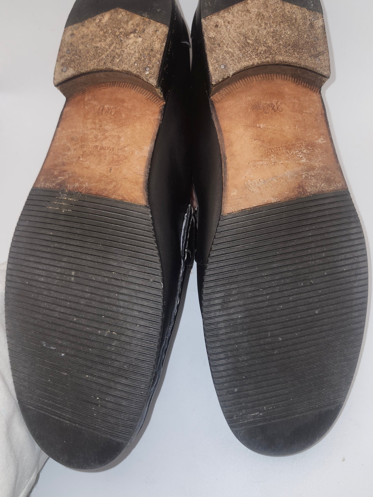 *Salvatore Ferragamo* Black Calfskin Loafers with Logo Buckles Size 9.5 Women's 9.5 NIB