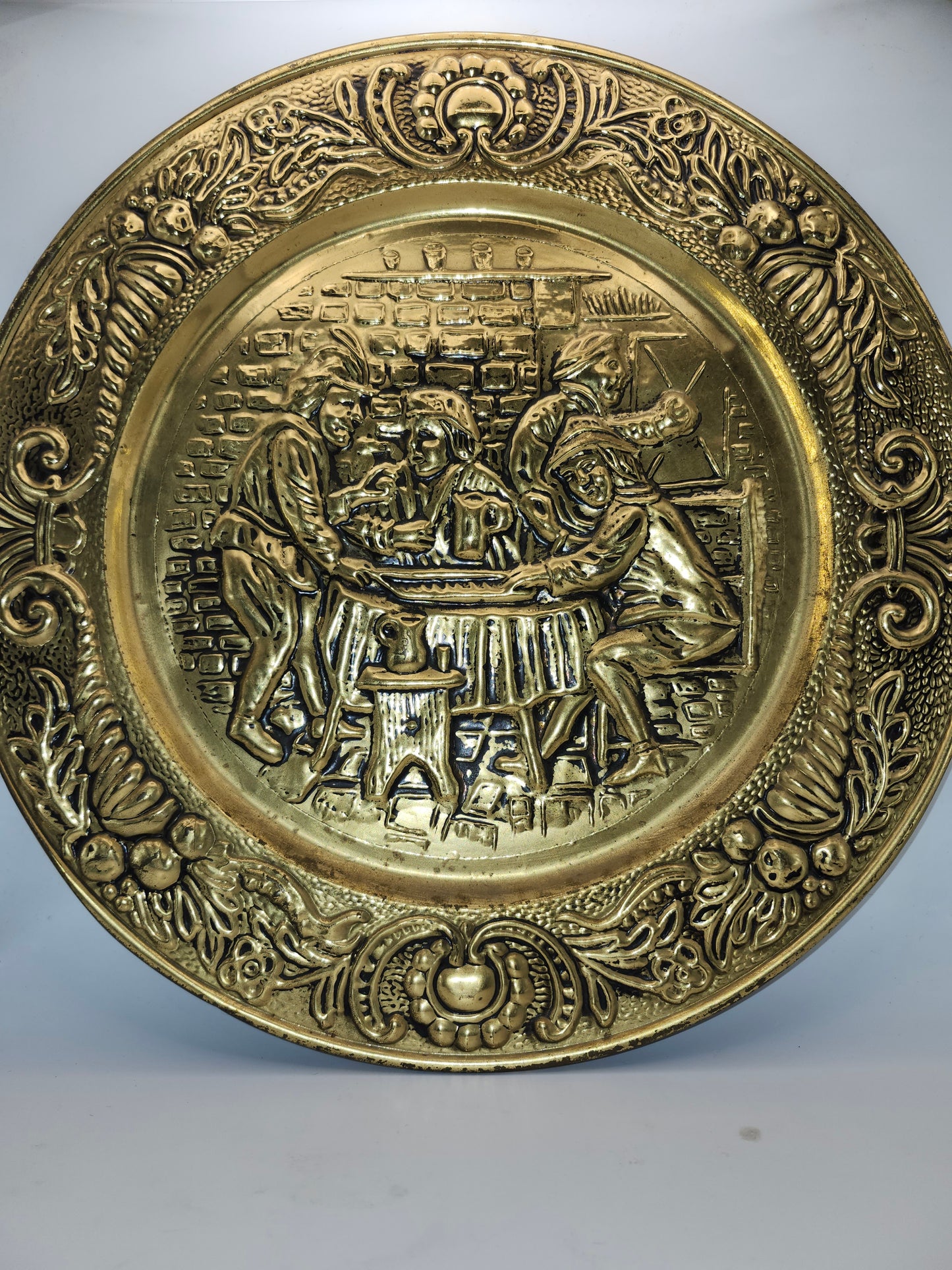 *Vintage* Brass Embossed Hanging Plate