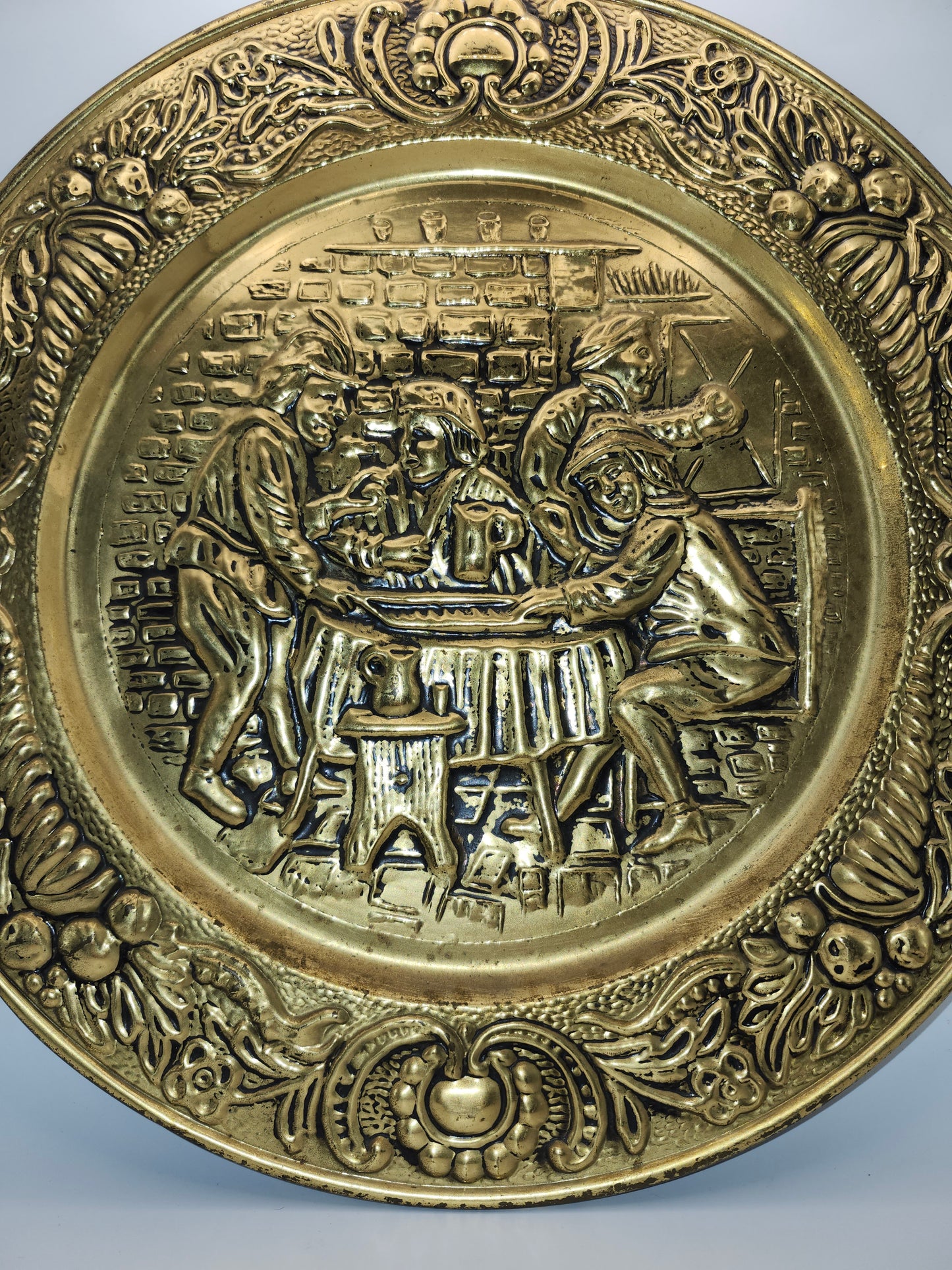 *Vintage* Brass Embossed Hanging Plate