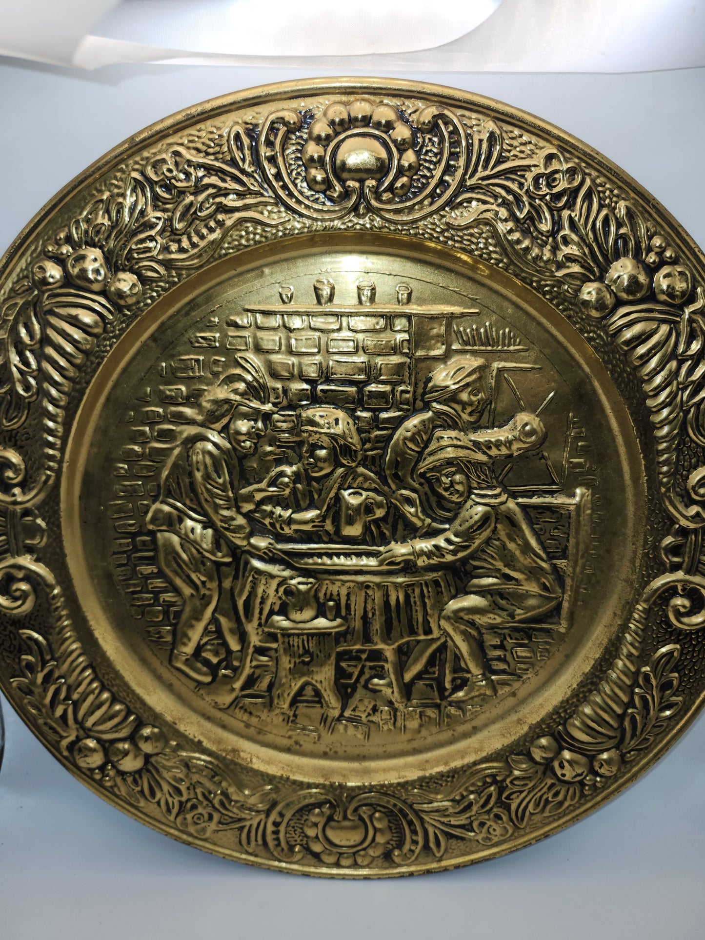 *Vintage* Brass Embossed Hanging Plate