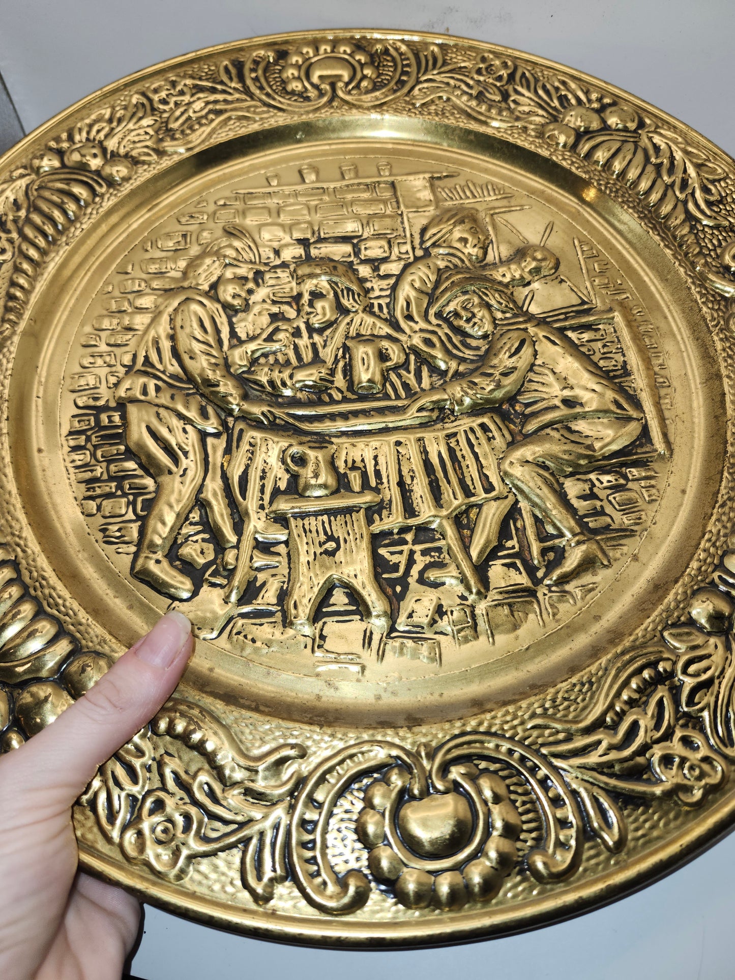 *Vintage* Brass Embossed Hanging Plate