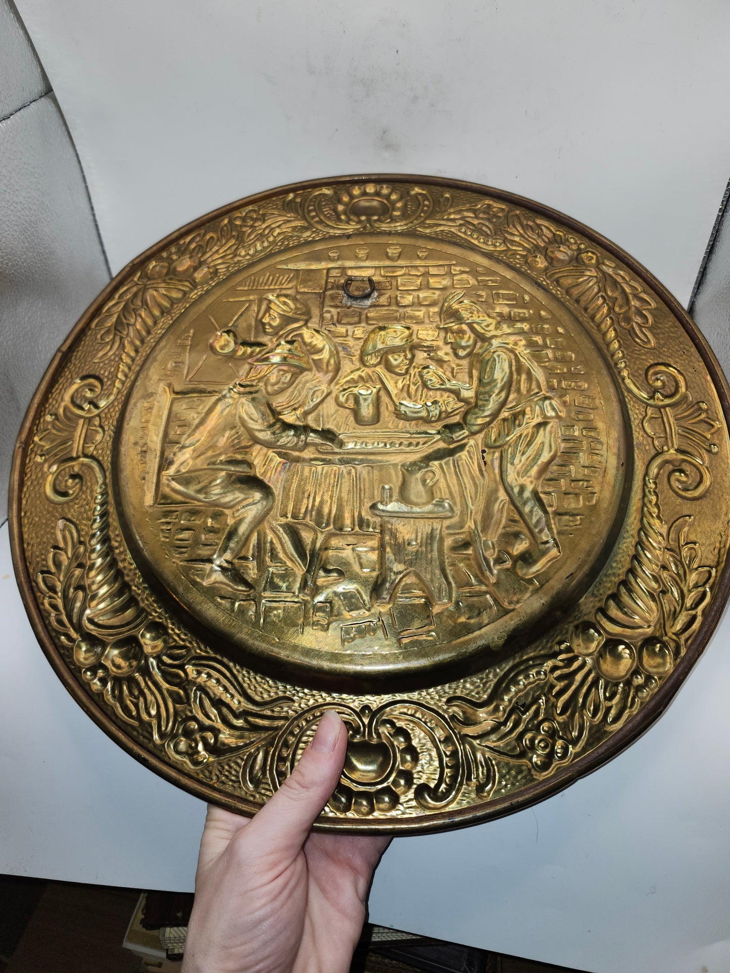 *Vintage* Brass Embossed Hanging Plate