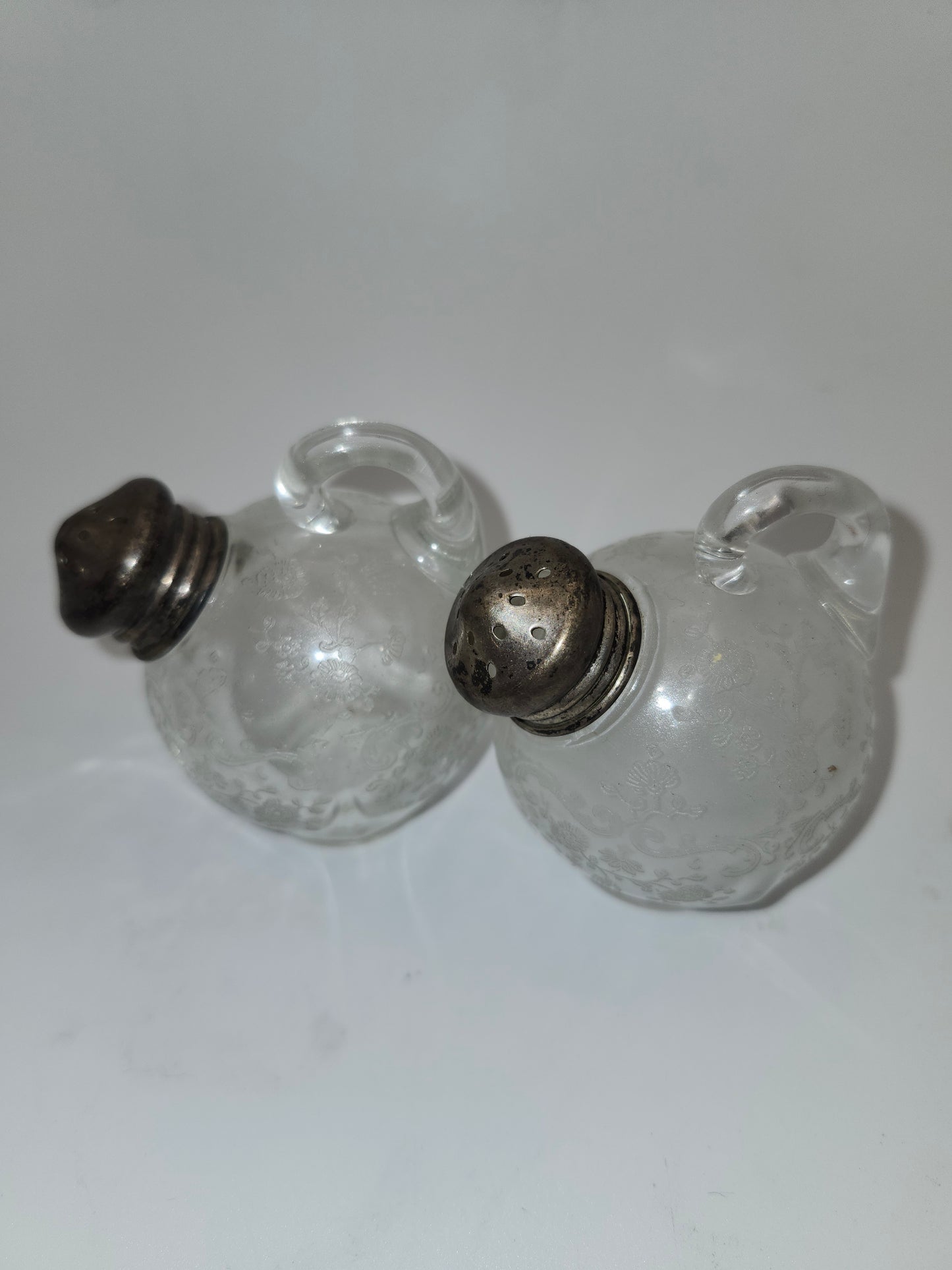 *Sterling* Capped Cut Crystal Salt & Pepper Shaker Set