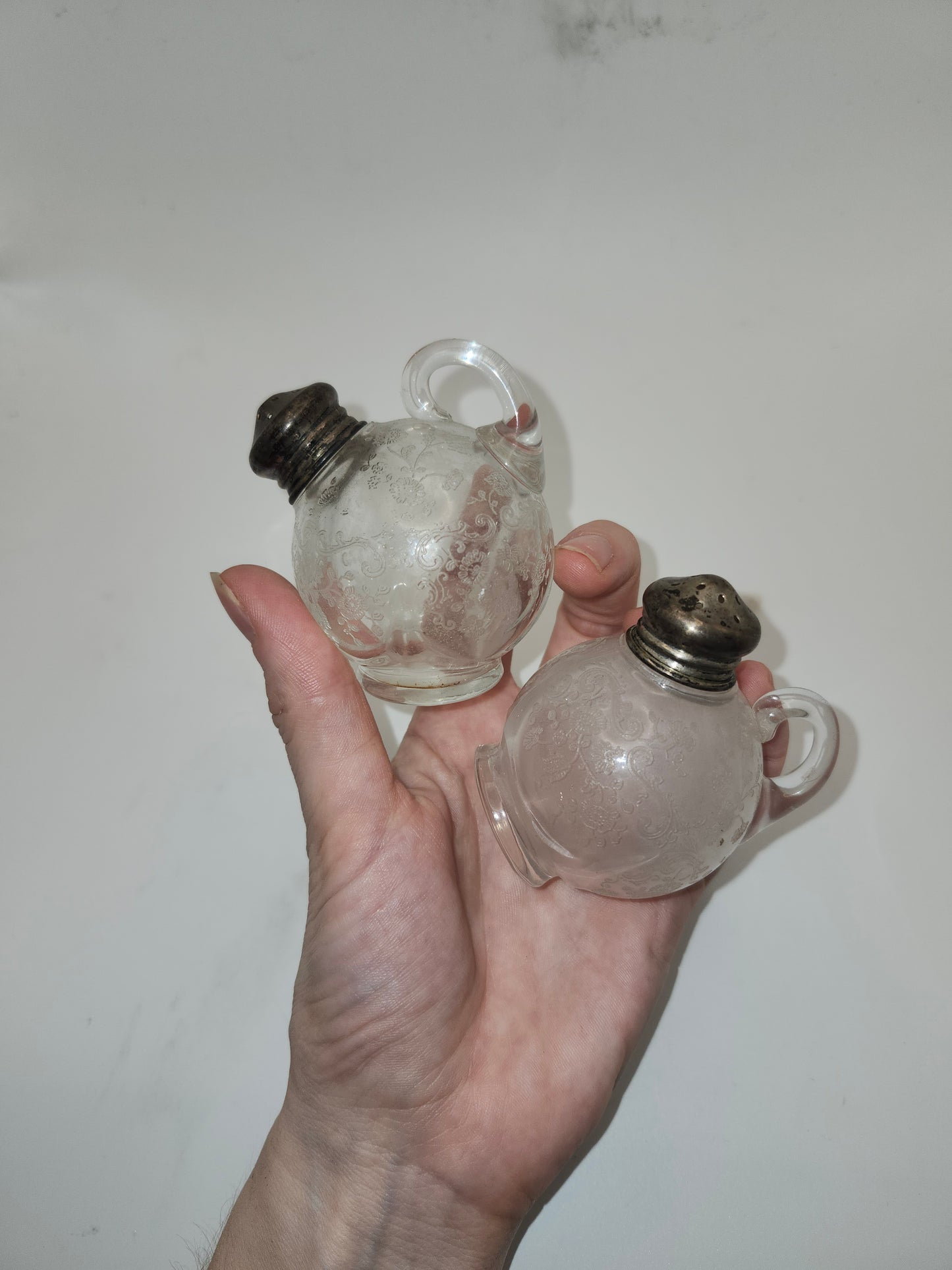 *Sterling* Capped Cut Crystal Salt & Pepper Shaker Set