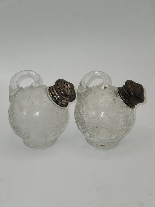 *Sterling* Capped Cut Crystal Salt & Pepper Shaker Set