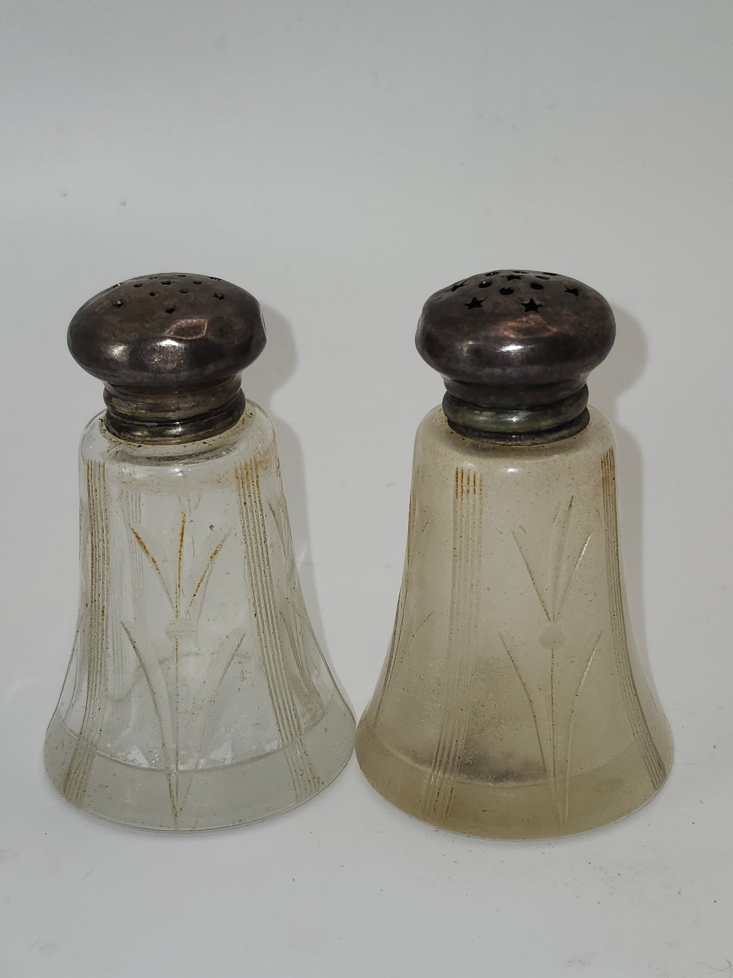 *Sterling* Capped Cut Crystal Salt & Pepper Shaker Set