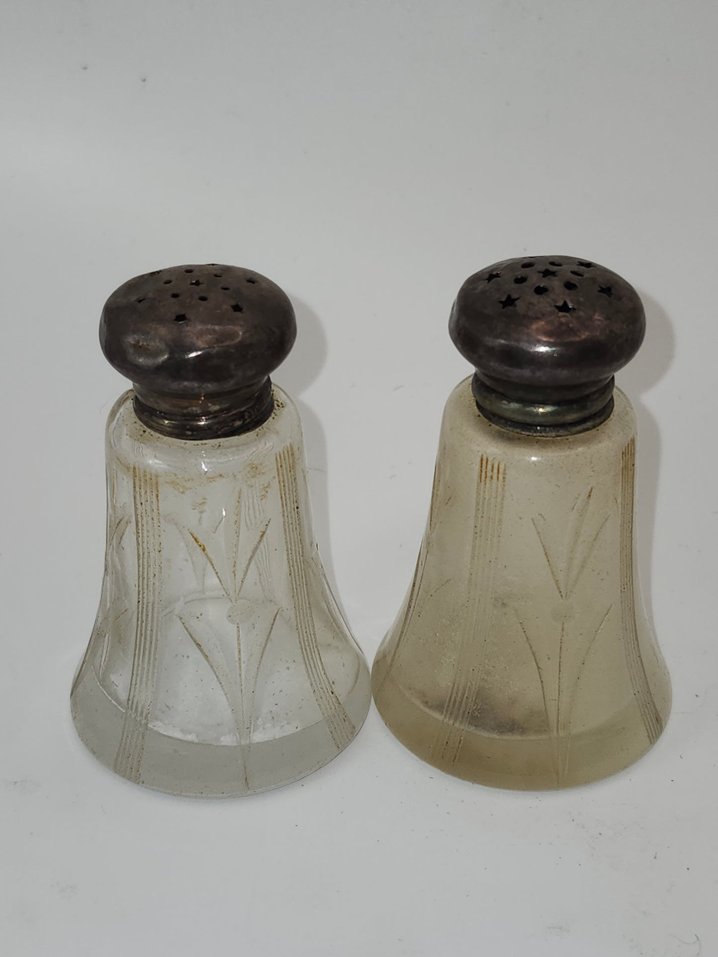 *Sterling* Capped Cut Crystal Salt & Pepper Shaker Set
