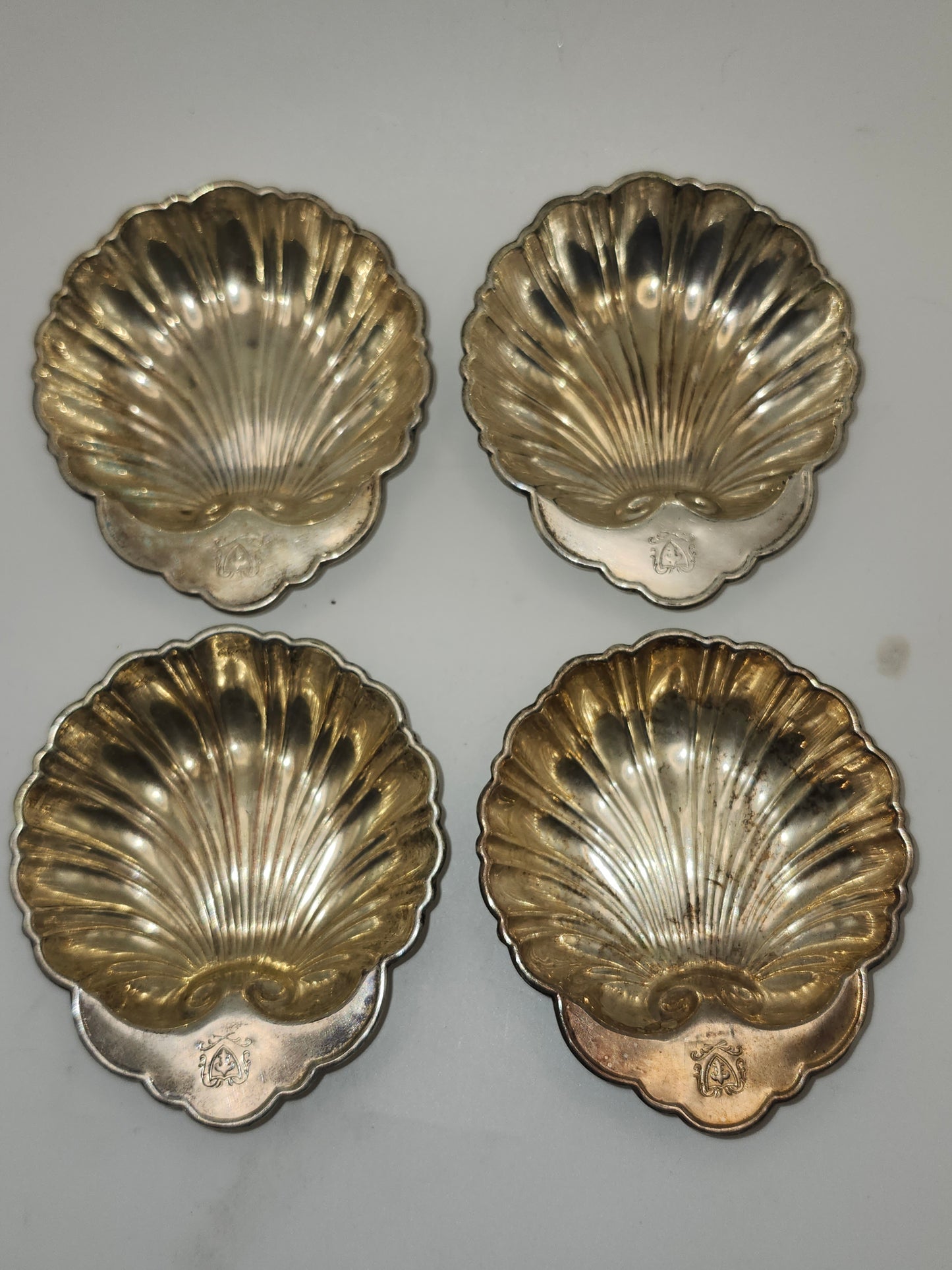 *Silver on Copper* Set of 4 Stackable Ashtrays / Trinket Dishes