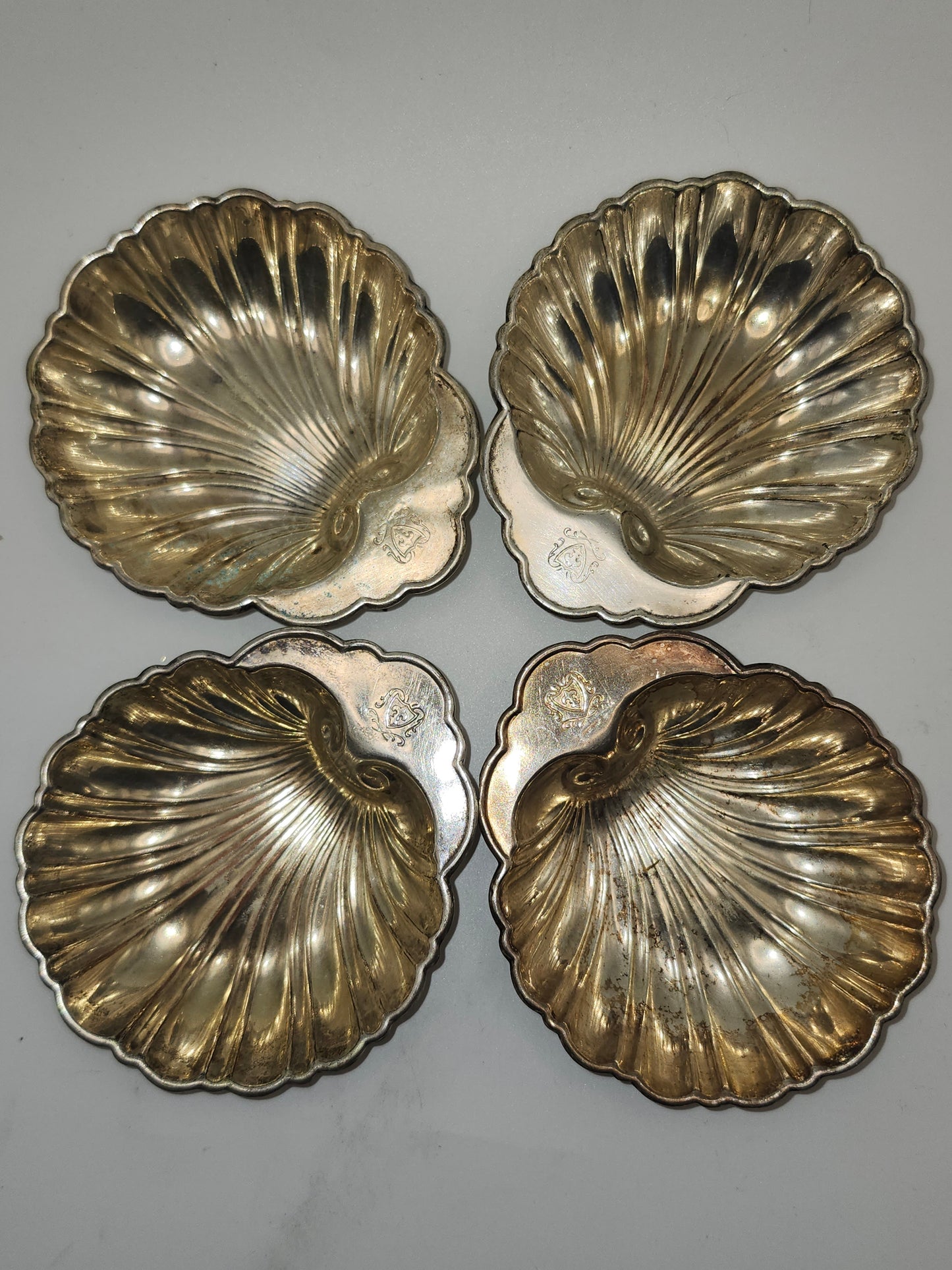 *Silver on Copper* Set of 4 Stackable Ashtrays / Trinket Dishes