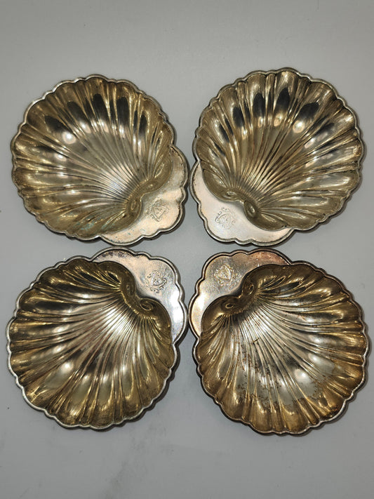 *Silver on Copper* Set of 4 Stackable Ashtrays / Trinket Dishes