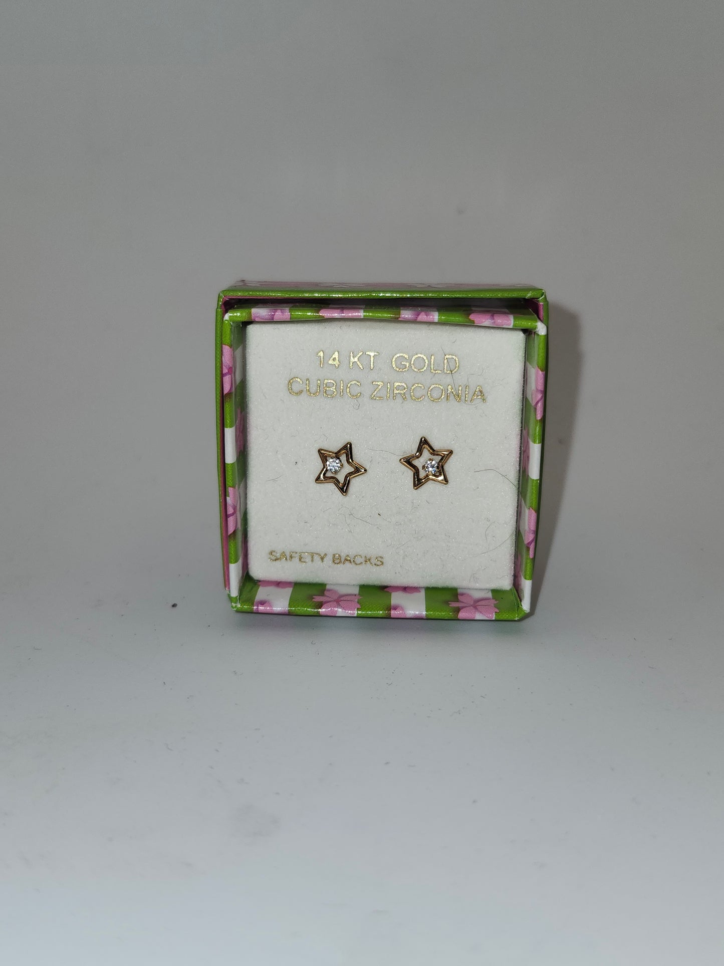 *14K Gold* Star CZ Studded Earrings *NIB*