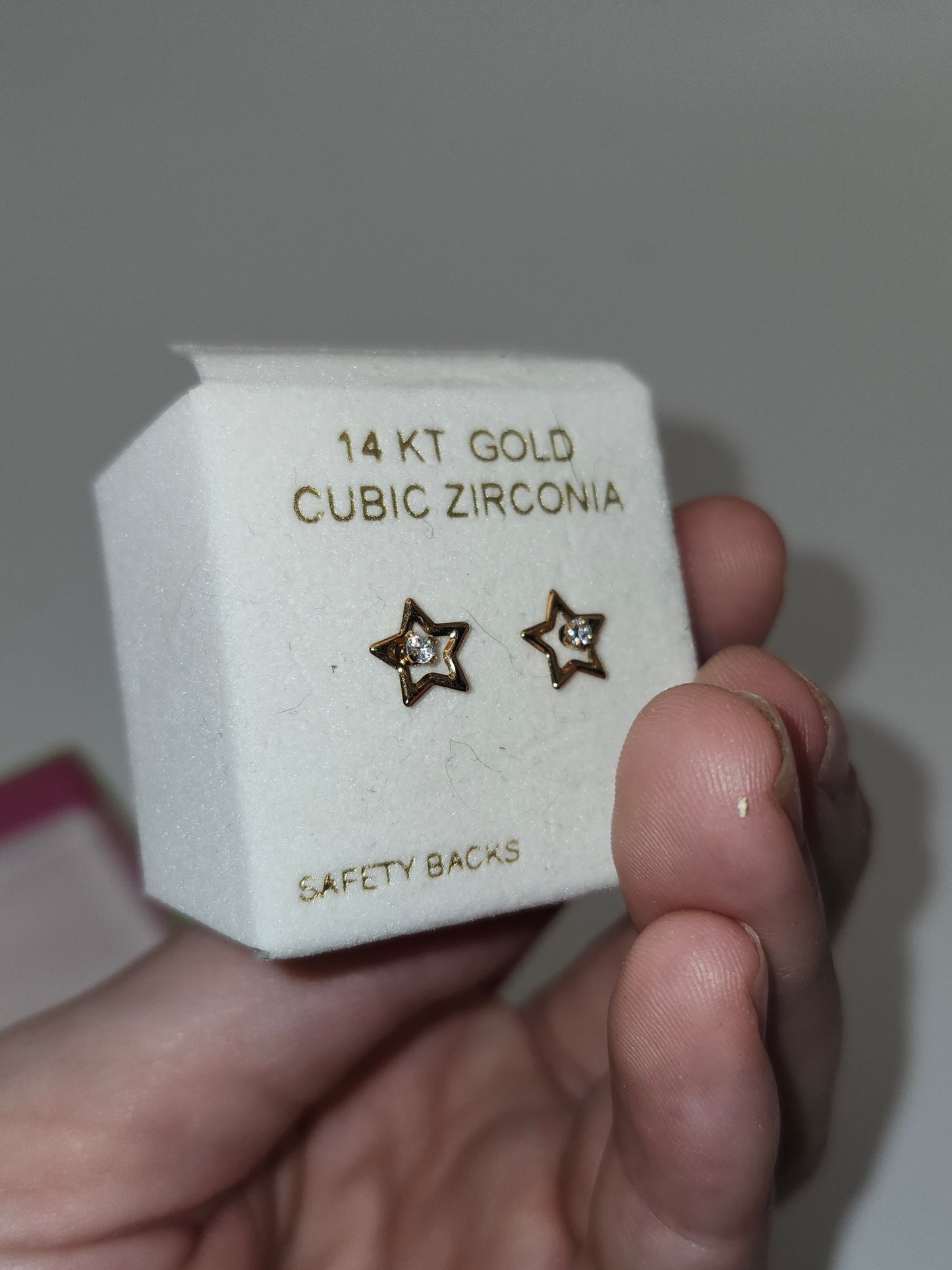 *14K Gold* Star CZ Studded Earrings *NIB*