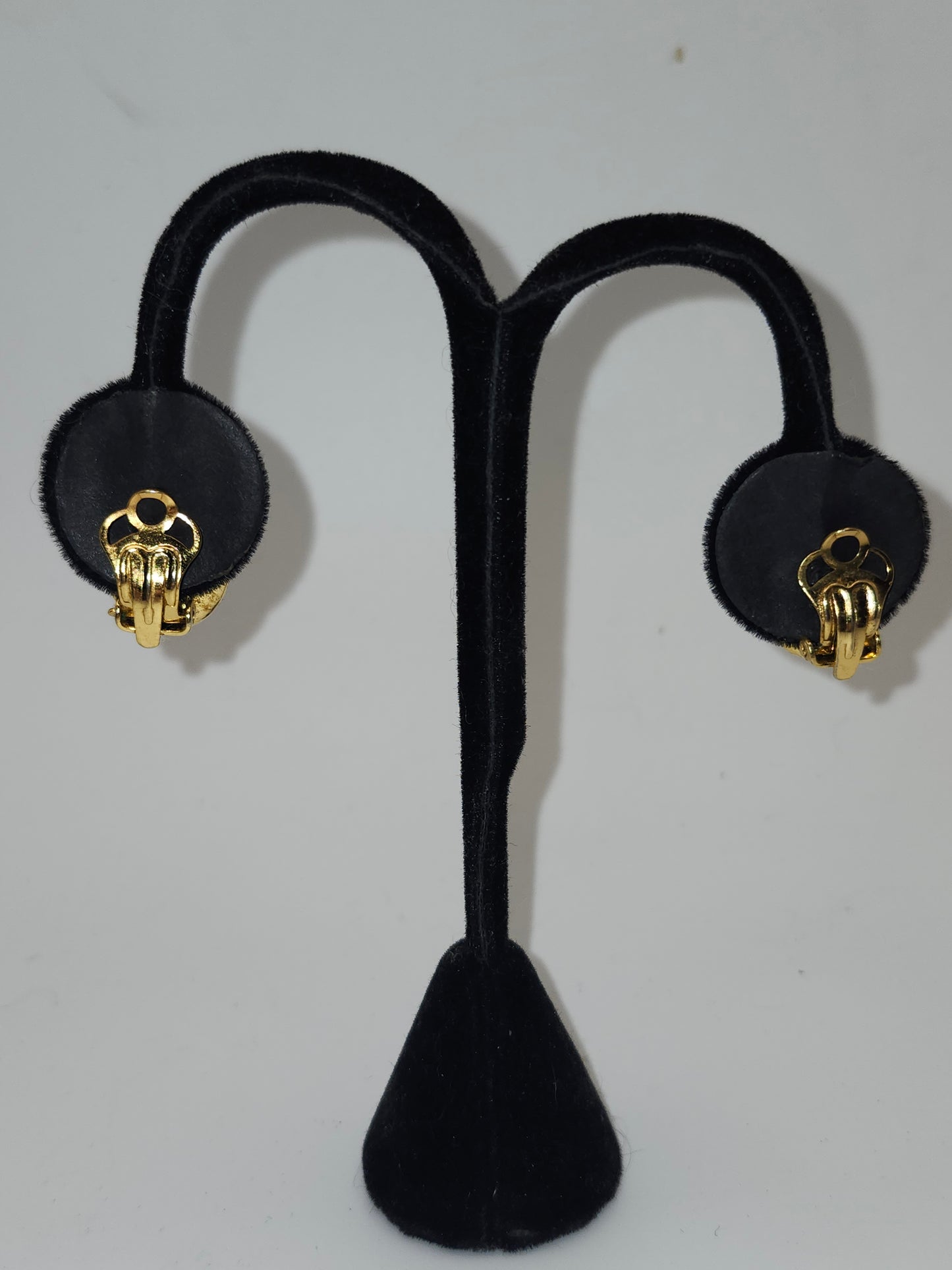 *14K Gold* Inlaid Damascene Style Clip On Earrings Vintage