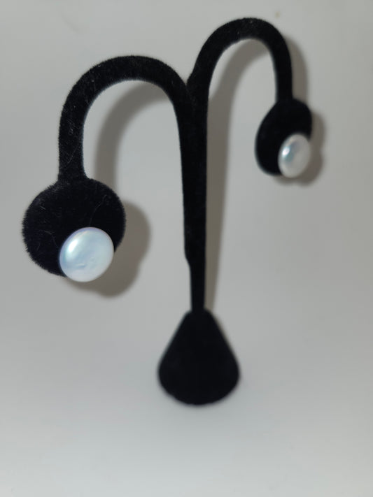 *925* Sterling & Coin Pearl Earrings