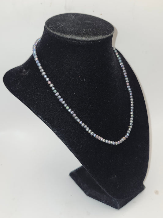 *925* Sterling & Black Pearl Necklace