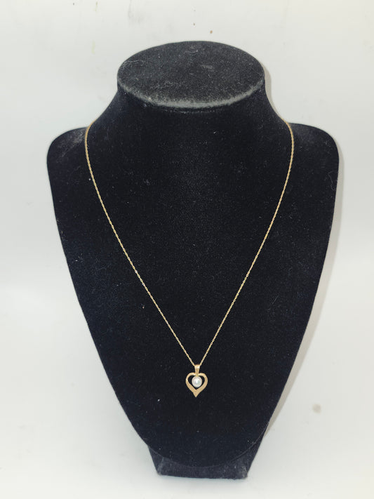 *14K Gold* Chain Necklace & 14K Gold & Pearl Heart Pendant