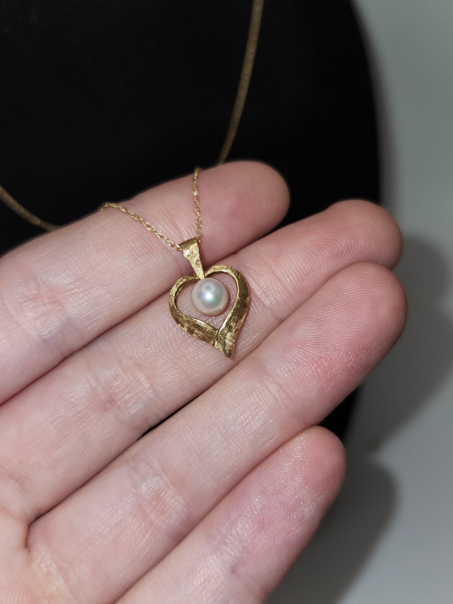 *14K Gold* Chain Necklace & 14K Gold & Pearl Heart Pendant