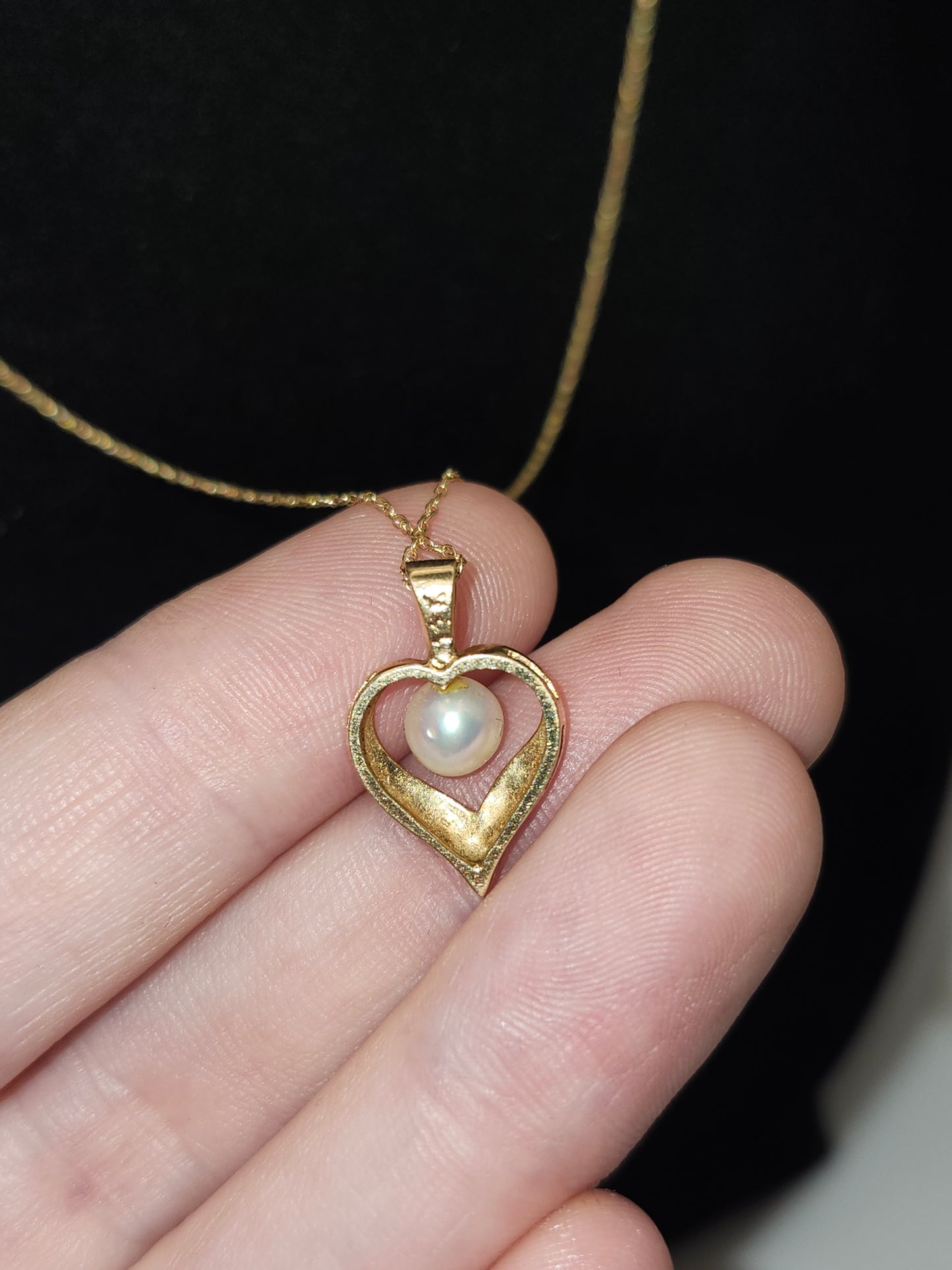 *14K Gold* Chain Necklace & 14K Gold & Pearl Heart Pendant