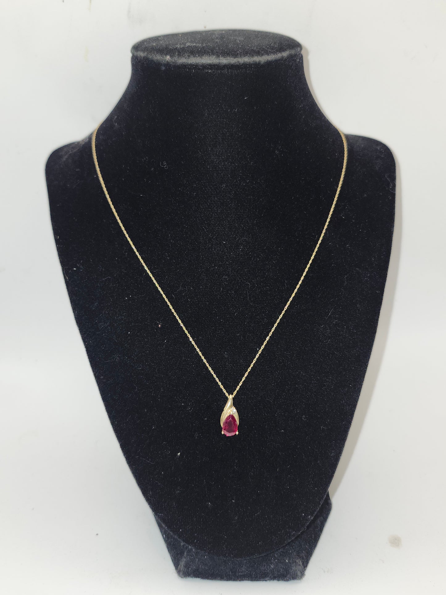 *14K Gold* Twisted Chain with 10K Gold, Ruby & Diamond Pendant