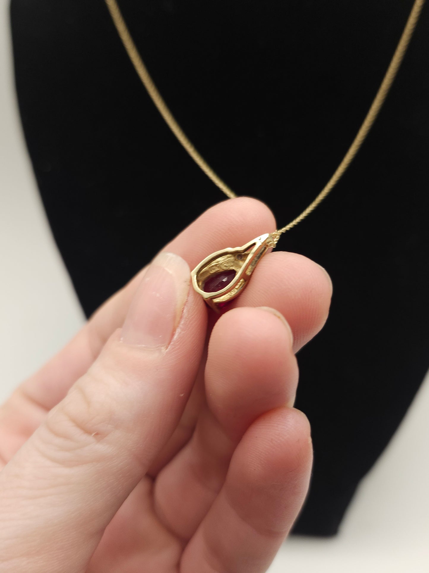 *14K Gold* Twisted Chain with 10K Gold, Ruby & Diamond Pendant